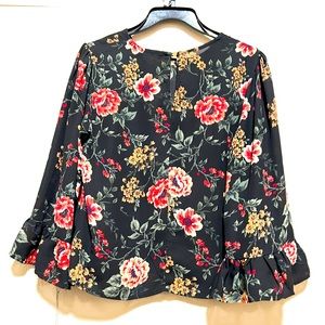 Black Floral Semi-Formal Blouse